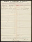 1889 July 06: Voucher, of compensation to witnesses; Daniel Wright, Charles M. Vaughn, Abe Lawson, Mary E. Lawson, Sterling P. McLaughlin, James M. Ernis, witnesses; S.A. Williams, witness of signatures; Jacob Yoes, U.S. marshal; Stephen Wheeler, clerk
