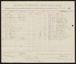 1897 April 1: Voucher, for payroll of physician, jailer, and guards; J.D. Berry, W.R. Brooksher, R.C. Eoff, A.C. Berry, Will C. Franklin, Mike O'Connell, Will Lawson, R.A. Jackson, W.H. McDonnell, Clarence Owensby, J.B. Steele, Monte Baxter, W.E. Gotcher, D.H. Brown, James Dodson, Ed Taylor, paid; George J. Crump, marshal; Stephen Wheeler, clerk; I.M. Dodge, deputy clerk