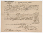 1905 November 19: Bond, of surety, for W.M. Scrimmus; includes 18 head cattle, 5 horses, 35 hogs, 2 mules, 1 carriage, 2 wagons; B.H. Colbert, marshal; R.M. Cummings, deputy marshal