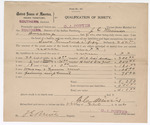 1906 February 26: Bond, of surety, for J.C. Minix; includes 20 head cattle, 2 mules, 18 hogs, wagon, harness, farming implements; G.A. Porter, marshal; T.E. Brents, deputy marshal