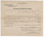 1906 October 10: Subpoena, to W.N. York, witness in case U.S. v. Lige Carland; J.T. Dickerson, judge; A.N. Constant, deputy clerk; C.M. Campbell, clerk