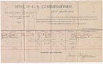 Unknown: Voucher, for compensation to Smith Forder, James Sanders, witnesses; Andy Hendricks, witness to mark; James Brizzolara, commissioner; George J. Crump, marshal; includes handwritten note
