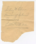 Unknown: Note, handwritten; indicates Sidney M. Oliver, Bureau of Internal Revenue