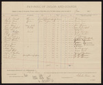 Voucher, for pay-roll of jailor and guards; J.E. Bennett, physician; Charles Burns, jailor; John Paters, acting jailor; Jesse S. Lunsford, Wesley Lewis, turnkey; George Maledon, George Hechler, J.W. Brown, Joseph Lunsford, Joseph Robinson, Isaac Quinn, C.W. Vassaw, Wister Young, Adolph Ridel, Hiram L. Wydham, guard; E.F. Furner, special night guard for female prisoners; Thomas Boles, U.S. marshal; Stephen Wheeler, clerk; Thomas B. Larham, deputy clerk; Isaac Parker, judge