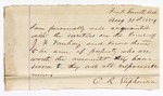 1874 August 27: Bond of defendant, U.S. v. J.F. Vauhoy, retailing liquor without paying special tax; Sterling Scott, Frank Smith, Thomas Cox, William McCracken, sureties; Floyd C. Babcock, commissioner; includes notes of sureties from all, note from C.R. Stephenson, and note from Floyd C. Babcock to James O. Churchill