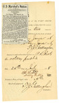 Voucher, to F.J. Gallagher, publisher of the Fort Smith Weekly Herald, for publication of marshal's notice, U.S. v. One Wagon, Two Horses, etc.; P.K. Roots, notary public; C.M. Barnes, deputy U.S. marshal; Stephen Wheeler, U.S. clerk of court; D.P. Upham, U.S. marshal; second voucher, to Dr. Charles Burns, for feeding horses