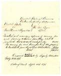 Voucher, U.S. v. Two horses, One wagon, et.al; includes cost of caring for and feeding horses and for caring for and transporting the property; James H. Mershon, deputy U.S. marshal