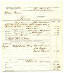 Voucher, U.S. v. William Barnes, larceny; includes cost of per diem and mileage; Robert Sanders, Frank Elwood, and S.M. Griffith, witnesses; Thomas Wall, guard; D.P. Upham, U.S. marshal; James Brizzolara, U.S. commissioner; two copies
