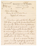1879 June 06: Letter, to Stephen Wheeler, clerk, from E.J. Brooks, acting commissioner, detailing Isaac C. Parker's, judge, ruling on cutting timber on government land and Indian Territory