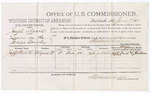 1880 January 01: Voucher, U.S. v. Joseph Moore, larceny; includes cost of per diem and mileage; Jeff Frank, witness; John Patterson, witness of signature; D.P. Upham, U.S. marshal; Stephen Wheeler, commissioner