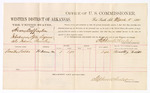 Voucher, U.S. v. Henry Baffington, introducing spirituous liquors; includes cost of per diem and mileage; Timothy Fields, witness; D.P. Upham, U.S. marshal; Stephen Wheeler, U.S. commissioner