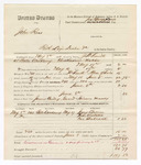 1880 June 08: Voucher, U.S. v. John Ross, retail liquor dealer; includes cost of warrant, mileage, and feeding one prisoner; Jerry Brown, Jane Watson, and One Shadrack, witnesses; James Bailey, posse comitatus; Hiram Moody, guard; served by J.F. Smith, U.S. deputy marshal; James Brizzolara, commissioner