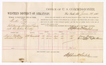 Voucher, U.S. v. Wailie Fry, introducing spirituous liquors; includes cost of per diem and mileage; Davis Melton and Simion Cobb, witnesses; John Paterson, witness of signature; D.P. Upham, U.S. marshal; Stephen Wheeler, U.S. commissioner