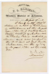 Certificate, of employment, from V. Dell, U.S. marshal, certifying his deliverance of list of petit jurors for U.S. v. Charles Palmer, murder