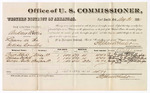 1880 August 31: Voucher, U.S. v. Andrew Willis, larceny; includes cost of per diem and mileage; Pryor Allen, William Colbert, and George Butts, witnesses; J.M. Huffington, witness of signatures; V. Dell, U.S. marshal; Stephen Wheeler, commissioner