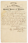 1880 September 03: Letter of certification, from v. Dell, U.S. marshal, certifying his deliverance of list of petit jurors for U.S. v. John Finch, murder; J.H. Wilkinson, deputy