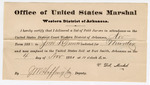 1880 November 04: Letter of certification, from V. Dell, U.S. marshal, certifying his deliverance of list of petit jurors for U.S. v. J.M. Dunn, murder; J.M. Huffington, U.S. deputy marshal