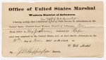 1880 November 10: Letter of certification, from V. Dell, U.S. marshal, certifying his deliverance of indictment and a list of petit jurors for U.S. v. Alex Jackson, rape; J.M. Huffington, U.S. deputy marshal
