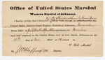 Certificate, of employment, from V. Dell, U.S. marshal, certifying his deliverance of indictment found by grand jury for U.S. v. James R. Crabtree and John Allison, murder; J.M. Huffington, deputy U.S. marshal