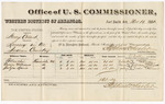 1880 November 16: Voucher, U.S. v. Henry Colbert, larceny; includes cost of per diem and mileage; Belinche, Aaron Williams, and Joslyn Lewis, witnesses; E.H. Reeves, witness of signatures; V. Dell, U.S. marshal; Stephen Wheeler, commissioner