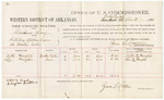 1880 December 02: Voucher, U.S. v. Charlaman Lewy, introducing spirituous liquors into Choctaw Nation; includes cost of per diem and mileage; Mike Hampton and Lou Hampton, witnesses; Clayton Cotton, witness of signatures; V. Dell, U.S. marshal; Zara L. Cotton, commissioner