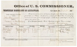 1880 October 05: Voucher, U.S. v. John Waggner, larceny; includes cost of per diem and mileage; James Doyle, J.S. Jones, and N. Ewing, witnesses; E.H. Reeves, witness of signatures; V. Dell, U.S. marshal; James Brizzolara, commissioner
