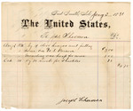 1881 January 03: Voucher, to Joseph Scherman; includes cost of door hinges and installation, shackles, and other items for U.S. jail; v. Dell, U.S. marshal