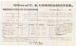 1881 January 05: Voucher, U.S. v. Jack Hawkins, arson; includes cost of per diem and mileage; Tammy Drew, Jack Brown, William Wright, Ruth Vann, Chauncey Bell, and Alex Martin, witnesses; G.H. Williams, witness of signatures; William H.H. Clayton, district U.S. attorney; V. Dell, U.S. marshal; Stephen Wheeler, commissioner