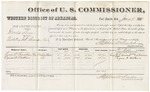 1881 January 07: Voucher, U.S. v. Daniel Sun, violating internal revenue laws; includes cost of per diem and mileage; George W. Bradshaw and Cyrus A. Watkins, witnesses; G.H. Williams, witness of signature; V. Dell, U.S. marshal; Stephen Wheeler, commissioner