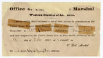 1881 February 18: Letter of certification, from V. Dell, U.S. marshal, certifying his deliverance of a list of petit jurors for U.S. v. William Brown, murder; J.M. Huffington, U.S. deputy marshal