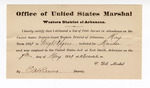 Certificate, of employment, from V. Dell, U.S. marshal, certifying his deliverance of list of petit jurors for U.S. v. Wright Rogers, murder; E.H. Reeves, deputy