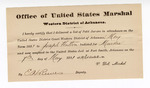 1881 May 07: Letter of certification, from V. Dell, U.S. marshal, certifying his deliverance of list of petit jurors for U.S. v. Joseph Hutton, murder; E.H. Reeves, deputy