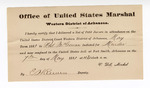 Certificate, of employment, from V. Dell, U.S. marshal, certifying his deliverance of list of petit jurors for U.S. v. Pat McGowan, murder; E.H. Reeves, deputy