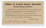 1881 August 16: Letter of certification, from V. Dell, U.S. marshal, certifying his deliverance of list of petit jurors for U.S. v. William McKenna, murder; George H. Williams, deputy