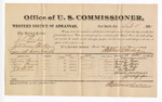 1881 September 08: Voucher, U.S. v. John Goodin, introducing spirituous liquors; includes cost of per diem and mileage; Lavinia Brown, Davis Brown, Alex Wolfe, and John Thomas, witnesses; J.M. Huffington, witness of signatures; V. Dell, U.S. marshal; Stephen Wheeler, commissioner