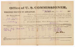 Voucher, U.S. v. John Wilson, introducing spirituous liquor; William Haley, Kittie Haley, witnesses; includes costs of per diem and mileage for witnesses; Z.L. Cotton, U.S. commissioner; received of V. Dell, U.S. marshal; John G. Farr, witness of signatures; Stephen Wheeler, U.S. clerk of court
