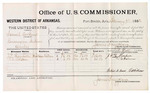 1882 February 09: Voucher, U.S. v. Samuel Derkens, larceny; includes costs of per diem and mileage for witnesses; J.P. Thompson, L.G. Folsom, witnesses; Stephen Wheeler, clerk; V. Dell, U.S. marshal, James Brizzolara, U.S. commissioner; G.S. Williams, witness to signatures