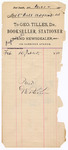 1882 March 02: Voucher, to George Tilles, Bookseller, Stationer and News dealer; signed by V. Dell, U.S. marshal; includes cost of tablets