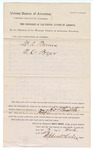1882 March 07: Venire facias, commanding the summoning of petit jurors W.A. Barnes and N.K. Bryor; Isaac C. Parker, judge; Stephen Wheeler, clerk; V. Dell, U.S. marshal; G.A. Williams, U.S. deputy marshal