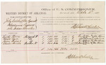 1882 October 11: Voucher, U.S. v. John Colston and One Squirrel, introducing spirituous liquor; includes costs of mileage and per diem for witnesses; Everts Thorn, Mack Nave, James Badger, Charles Hunter, witnesses; John Paterson, witness to signatures; received of Thomas Boles, U.S. marshal; Stephen Wheeler, commissioner