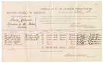 1882 October 19: Voucher, U.S. v. Bully Johnson, murder; includes costs of mileage and per diem for witnesses; Jack Johnson, Joseph Factor, Ned Roberts, George Loftis, George Bruner, witnesses; John Paterson, witness to signatures; Thomas Boles, U.S. marshal; Stephen Wheeler, commissioner