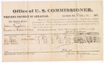 1882 October 20: Voucher, U.S. v. Jordan Langsburry, murder; includes costs of mileage and per diem for witnesses; Jim Rogers, Mae McClish, Hudson Harlan, witnesses; John Paterson, witness; received of Thomas Boles, U.S. marshal; James Brizzolara, commissioner