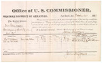 1882 October 20: Voucher, U.S. v. One Lahe-masey, introducing spirituous liquor; includes costs of mileage and per diem for witnesses; Thomas S. McGisey, Cah-sa-la-nah, witnesses; John Paterson, witness to signatures; received of Thomas Boles, U.S. marshal; James Brizzolara, commissioner