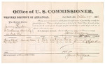 1882 December 19: Voucher, U.S. v. Jimmy Linder, introducing spirituous liquor; includes costs of mileage and per diem for witnesses; Thomas Cloud, Pal-mas-Kee, witnesses; John Paterson, witness to signature; received of Thomas Boles, U.S. marshal; James Brizzolara, U.S. commissioner