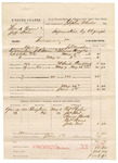 Voucher, U.S. v. Thomas Bryant and Jeff Ham, introducing spirituous liquor; includes costs of mileage and 19 days feeding 2 prisoners; includes the names of J.D. Horne and Thomas Bogles, arrested; Charles Payton, James Ford, Henry Brooks, John Ford, witnesses; J.H. Mershon, deputy U.S. marshal; Stephen Wheeler, U.S. commissioner