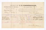 1885 May 06: Voucher, U.S. v. Bailey McClanahan, larceny; includes cost of per diem and mileage; James Birzzolara, commissioner; L.D. Gibbs, Thompson Ball, Laura Landers, Turner Whitmier, witnesses; John Paterson, witness of signatures; Thomas Bolesm U.S. marshal
