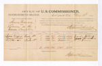 1885 May 04: Voucher, U.S. v. Simon Hancock, larceny; includes cost of per diem and mileage; Stephen Wheeler, commissioner; Lewis Norley, Thomas Stover, W.J. Farrill, witnesses; Thomas Boles, U.S. marshal