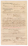1885 May 22: Voucher, to Fred Schwebke, of Fort Smith, Arkansas, for assisting John Williams, deputy marshal, in U.S. v. E.L. Downing, U.S. v. Stephen Cuso, U.S. v. John Gardenhire, and others; Hill Morgan, Lee Peenberton, S. Golstone, Susan Williams, One Chandler, Dr. Caruthers, John McAlister, Thomas Turner, arrested; Stephen Wheeler, James Brizzolara, commissioner; S.A. Williams, deputy clerk; Thomas Boles, U.S. marshal