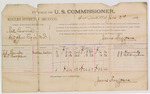 Voucher, U.S. v. Reed Lawrence, introducing spiritous liquors; includes cost of per diem and mileage; J.J. Kennedy, W.L. Hargrave, witnesses; James Brizzolara, U.S. commissioner; John Carroll, U.S. marshal