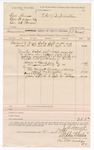 Voucher, U.S. v. Two Horses, One Wagon, and One set Harness; J.C. Carroll, deputy U.S. marshal; includes cost for warrant, selling property, and publishing public notice; Stephen Wheeler, U.S. clerk of court; J.M. Dodge, deputy clerk; J.C. Pettigrew, paid for feeding horses